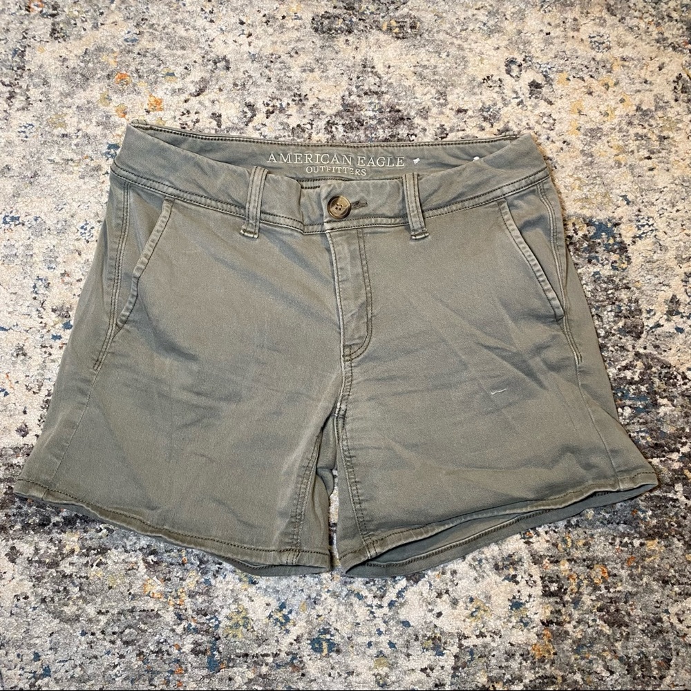 American Eagle Green Midi Shorts